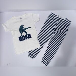 Cutie pie dreamers size 18 months blue white Dinosaur Roar Pajama Set